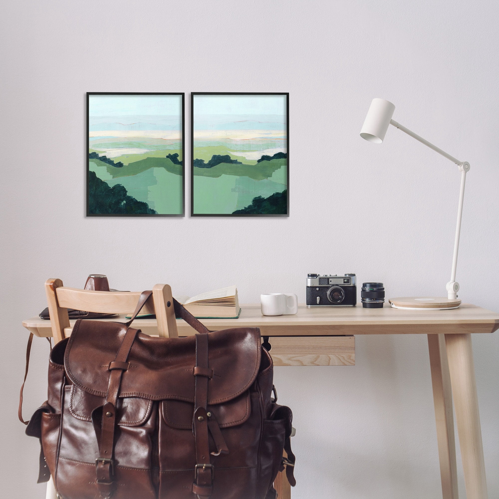 Stupell Industries Hill Side Nautical Landscape Abstract Greenery Gray Framed by Grace Popp