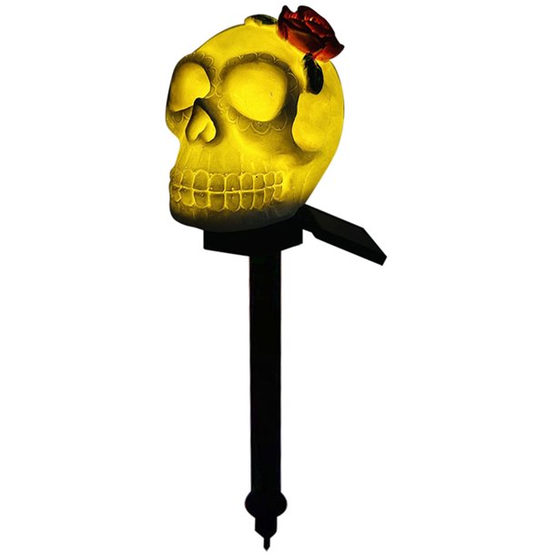 Lámpara Estacas Jardín Esqueleto Luces Solares Calavera Halloween LED Calabaza Aterradora