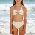 thumbnail image 2 of Gubotare Teen Girl Swimsuits Swimsuits for Girls 2 Piece Sport Prints High Waist Bikini Set Swimwear Girls Bathing Suit Size 10-11 (White,10-11 Years), 2 of 8
