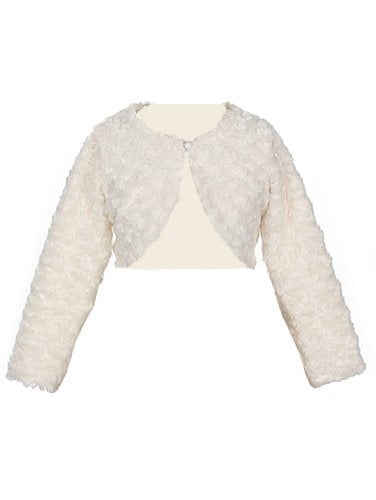 JEATHA Kids Girls Long Sleeves Bolero Shrug Jacket Coat Faux Fur Wrap Top for Birthday Wedding Flower Girl JEATHA Kids Girls Long Sleeves Bolero Shrug Jacket Coat Faux Fur Wrap Top for Birthday Wedding Flower Girl