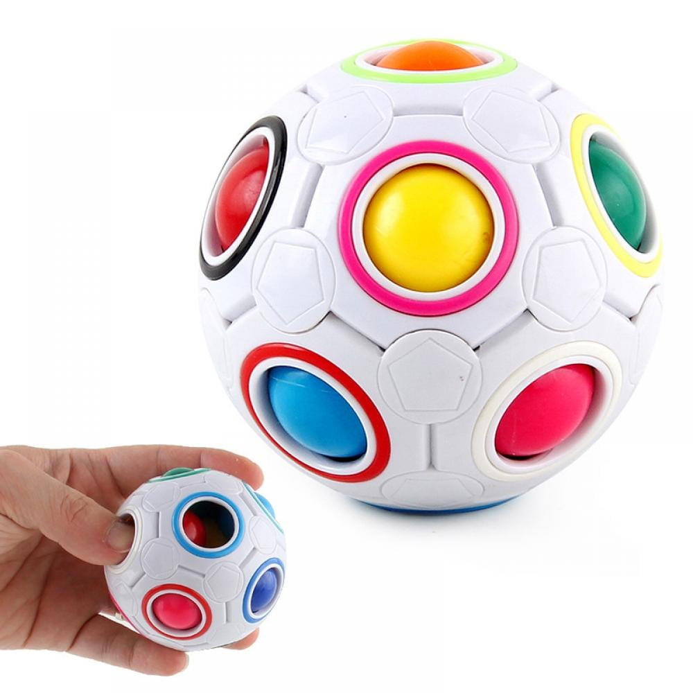 Children Color-Matching Fidget Toy Magic Cube Rainbow Puzzle Ball Stress Reliever Magic Ball Brain Teaser for Kids and Adults Boy Girl Holiday