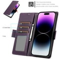 thumbnail image 4 of Feishell Wallet Case for iPhone 12 Pro / 12 6.1", Premium PU Leather Magnetic Closure Flip Kickstand Folio Case with RFID Blocking Credit Card Slots Shockproof Phone Cover with Wrist Strap,Darkpurple, 4 of 7