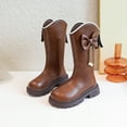 thumbnail image 2 of BOBOGOJP Toddler Girls Riding Boots, Lace up Knee High Low Heel Zipper Fall Winter Shoes Brown for Size 10.5, 2 of 7
