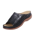 thumbnail image 2 of Womens Slide Sandals Arch Support Flower Graphic Platform Open Toe Cork Footbed Flat Sandals Slip-On Soft Adjustable Buckle Slippers for Vacation, 2 of 5