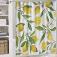 thumbnail image 5 of 4 Pcs Shower Curtain Set Floral Lemon Fruits Flowers Leaves Vintage Yellow with Non-Slip Rugs Toilet Lid Cover and Bath Mat, 5 of 7