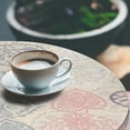 thumbnail image 3 of Ambesonne Tropical Fitted Round Tablecloth, Flora Pattern Leaves Plot, 36"- 40" Diameter, Pale Salmon Blush and White, 3 of 5