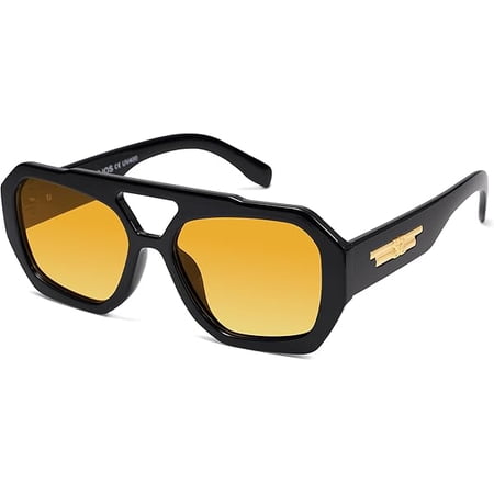 Trendy Large Aviator Sunglasses for Womens Mens Polarized,Hexagonal Square Double Bridge Designer Inspired SJ2288