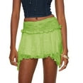 thumbnail image 1 of Falda mini de encaje con cintura baja para mujer, con volantes, plisada y fluida - Poliéster, S-L, 1 of 3
