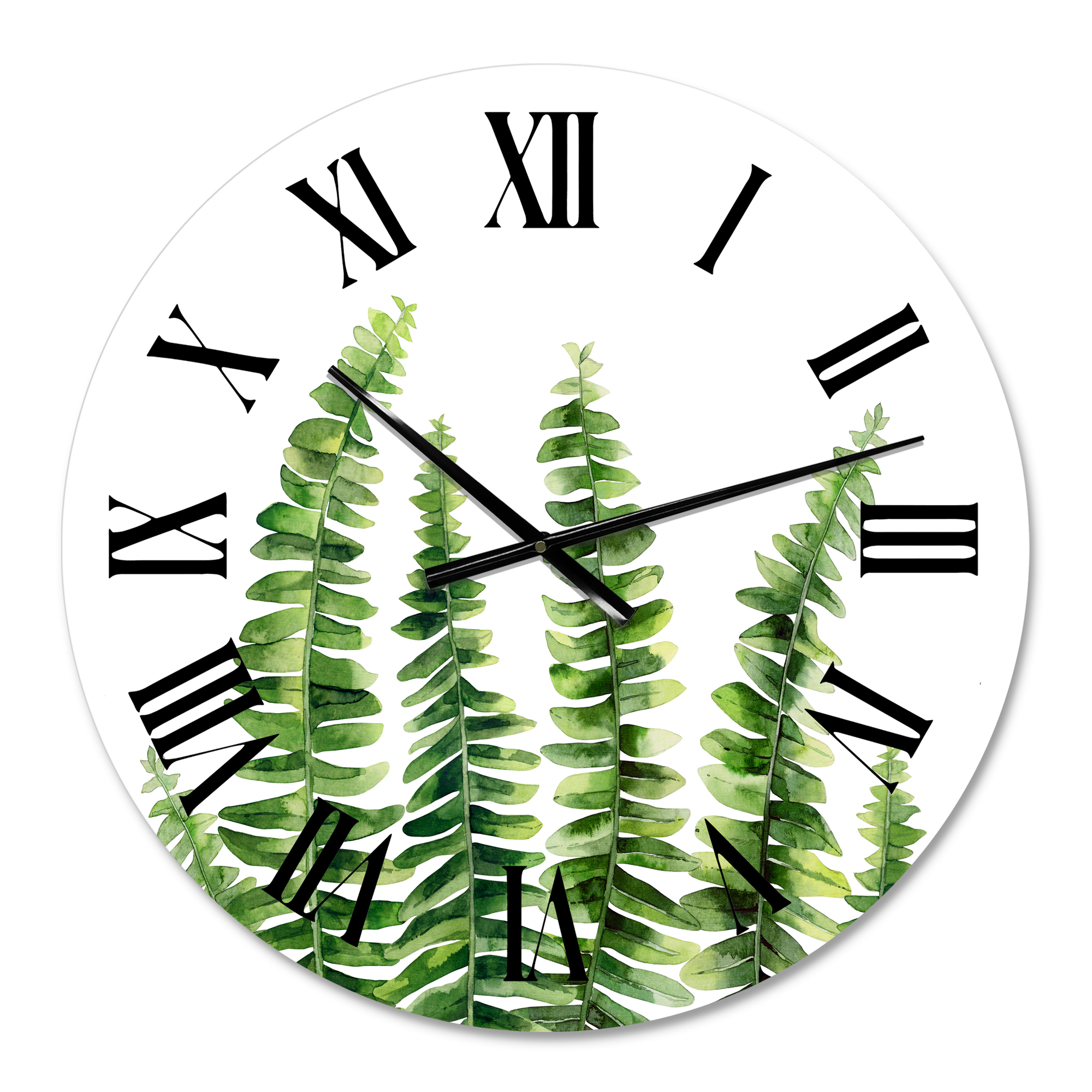 Designart 'Fern Leaves Detail Ii' Farmhouse Wall Clock