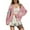 Pink, variant on Textured Knit Sweater: Women's Autumn Oversized Crew Neck with Button-Front & 3D Floral Appliqués - Boho Chic Style