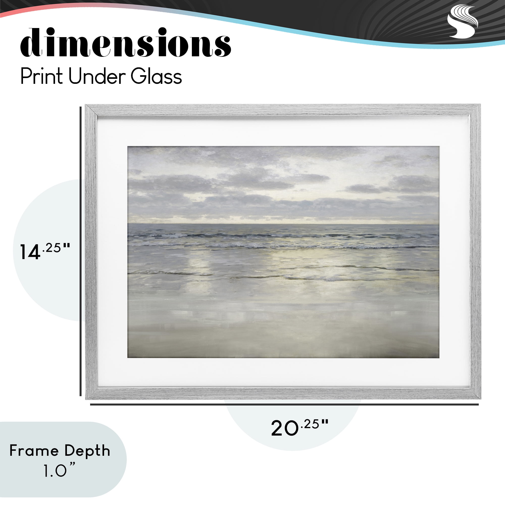 Stupell Industries Sunlight On The Sea Gray Framed Print Under Glass, design by Christy McKee