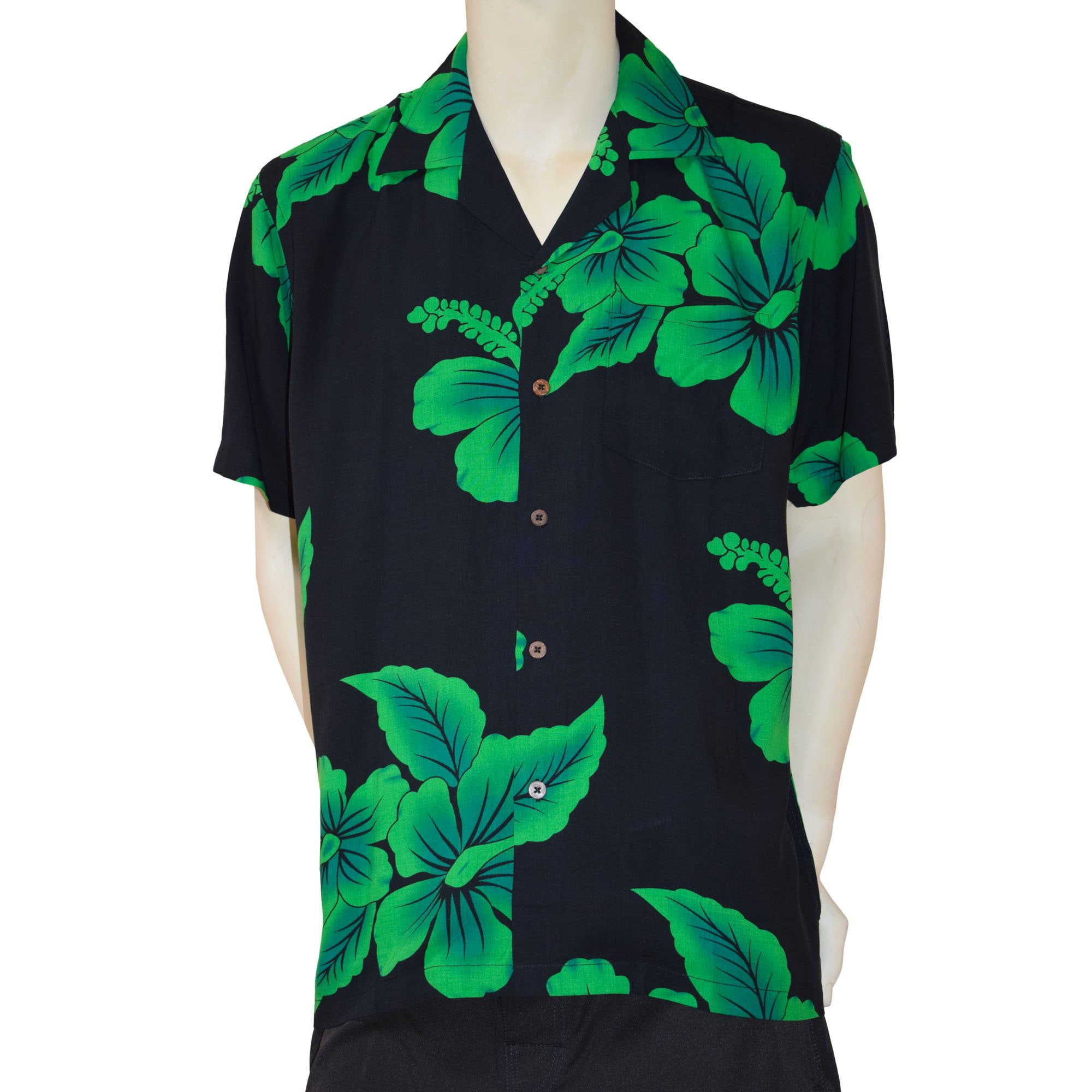 Favant Hibiscus Mens Short Sleeve Hawaiian Aloha Shirt 