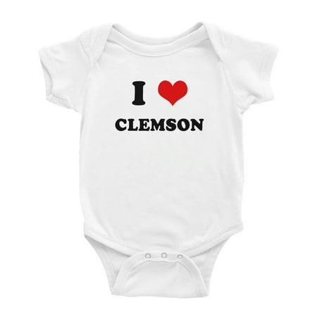 

I Heart Clemson Love Funny Baby Bodysuits (White 0-3 Months)