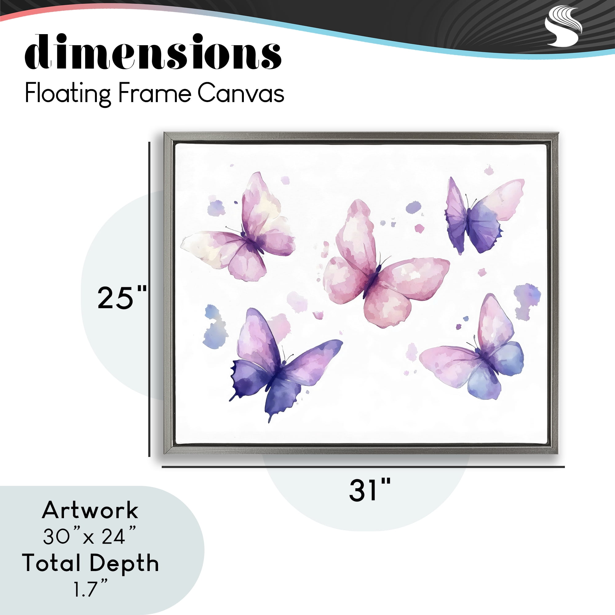 Stupell Industries Blue and Pink Butterflies Gray Framed Floater Canvas Wall Art, design by Creative Studio