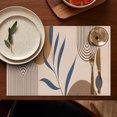 thumbnail image 5 of Brown Boho Geometric and Plant Pattern Summer Placemats Table Placemats Set Of 4-Linen Kitchen Washable Placemats Table Mats 11.8"x17.7"Non-Slip Heat Resistant, 5 of 6