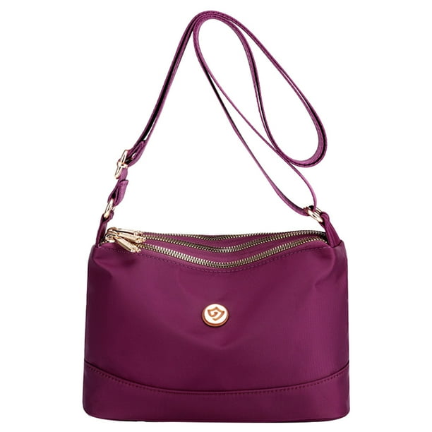 Bolso Casual Mujer Bolso Bandolera Ligero Bolso Hombro Nailon Bolso Cuadrado (Púrpura)