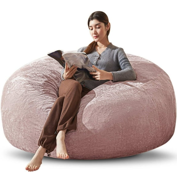 Bean Bag Chair 6FT,  Large Memory Foam Filled Chair for Adults and Teens, Soft Sofa with Removable Flannel Cover, Round Couch for Living Room Bedroom College Dorm