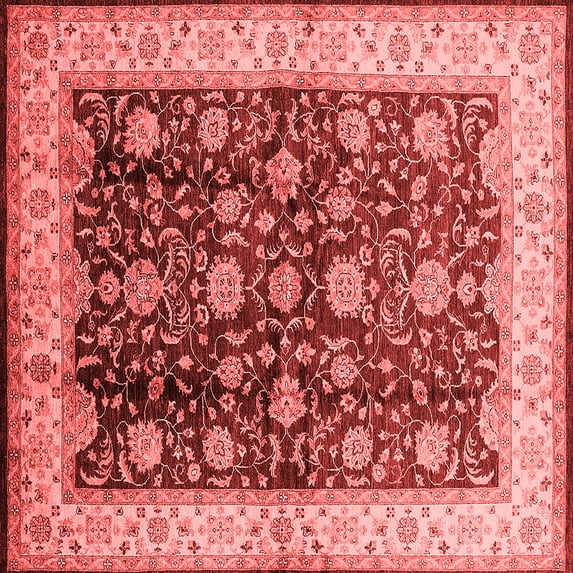 Ahgly Company Indoor Square Oriental Red Traditional Area Rugs, 7' Square