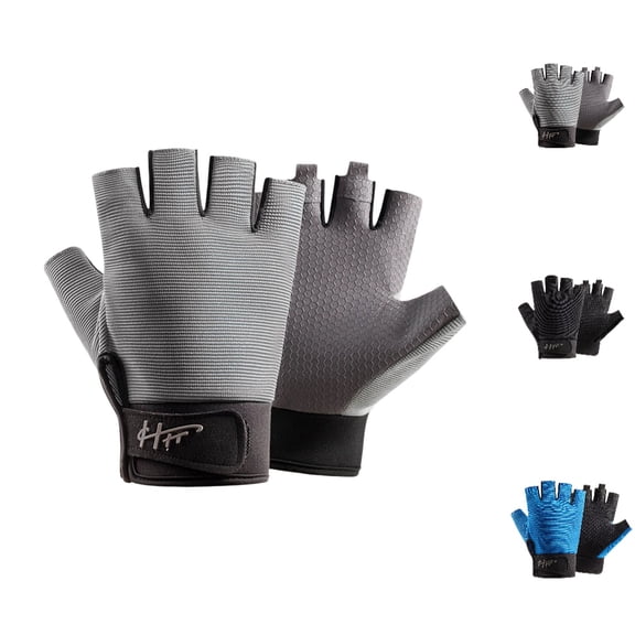 UJNDER Men's Solid Color Half Finger Outdoor Cycling Motorcycle Fitness Riding Training All Weather Gloves Winter Gloves Men