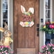 thumbnail image 1 of Decoraciones de Pascua, adornos de Pascua, regalos de Pascua Placa de puerta de madera de conejito de Pascua: una pared de Pascua feliz con decoraciones florales y rodajas de madera colgantes, 1 of 6