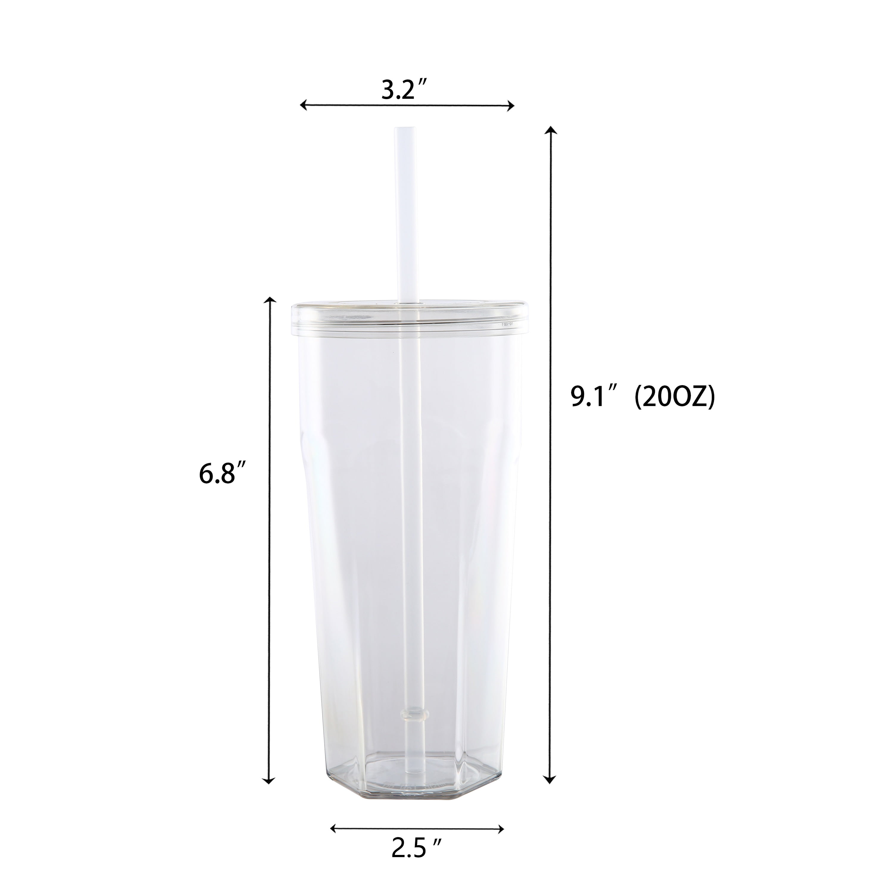 Mainstays 20oz Plastic Tumbler with Screw Top Lid and Straw, Clear