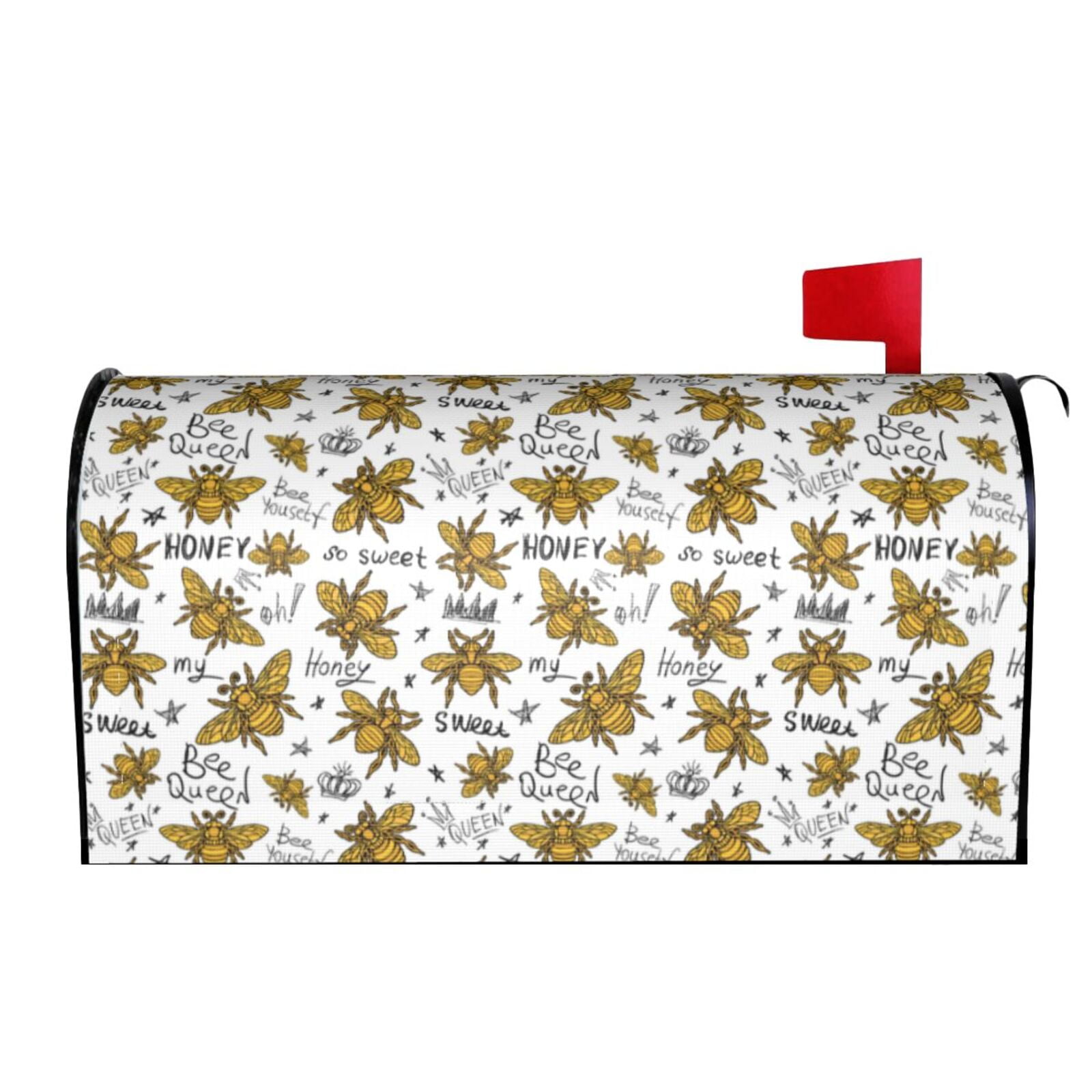 Xecao Hohey Bee Golden2 for Mailbox Cover with Magnetic Strips, Waterproof and Sunscreen, Adds a Decorative Touch to Your Garden Yard.