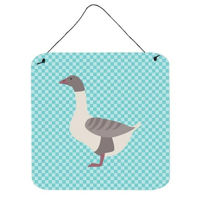Buff Grey Back Goose Blue Check Wall or Door Hanging Prints, 6 x 6 in.