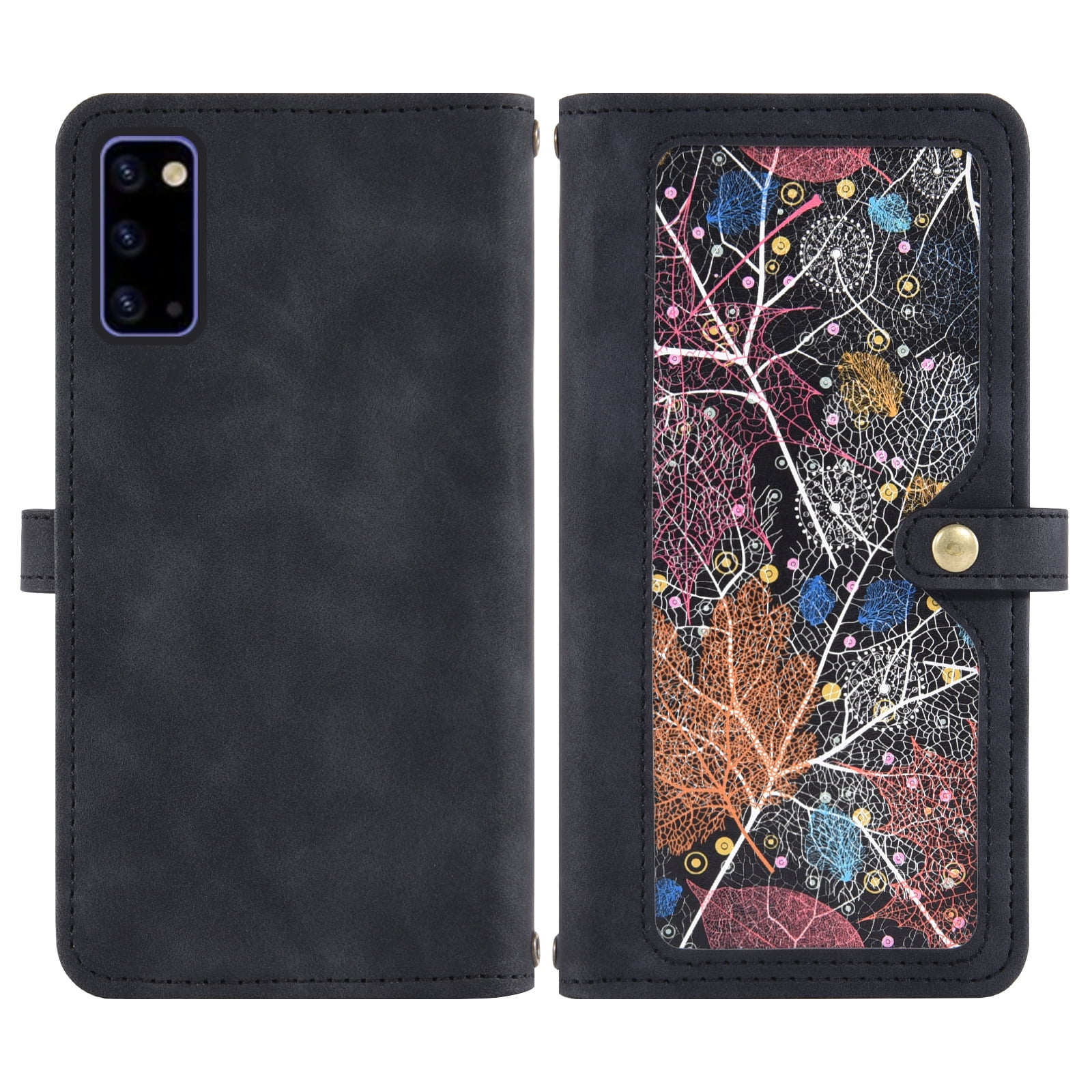 Asuwish Phone Case for Samsung Galaxy Note 20 5G Wallet Cover With Tempered Glass Screen Protector Crossbody Wrist Strap Flip Pattern Zipper Card Holder Cell Note20 Notes 20s Twenty Not S20 Men Black