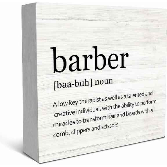 Zomyto 5"x5" Barber Wood Box Sign Desk Decor,Barbershop Decor,Barber Decor,Salon Decor,Hair Salon Decor,Hairdressers,Barbers Box Sign