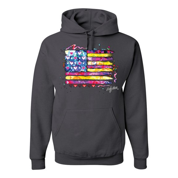 Wild Bobby, Colorful Neon Flag, Streetwear, Unisex Graphic Hoodie Sweatshirt, Charcoal, 3XL