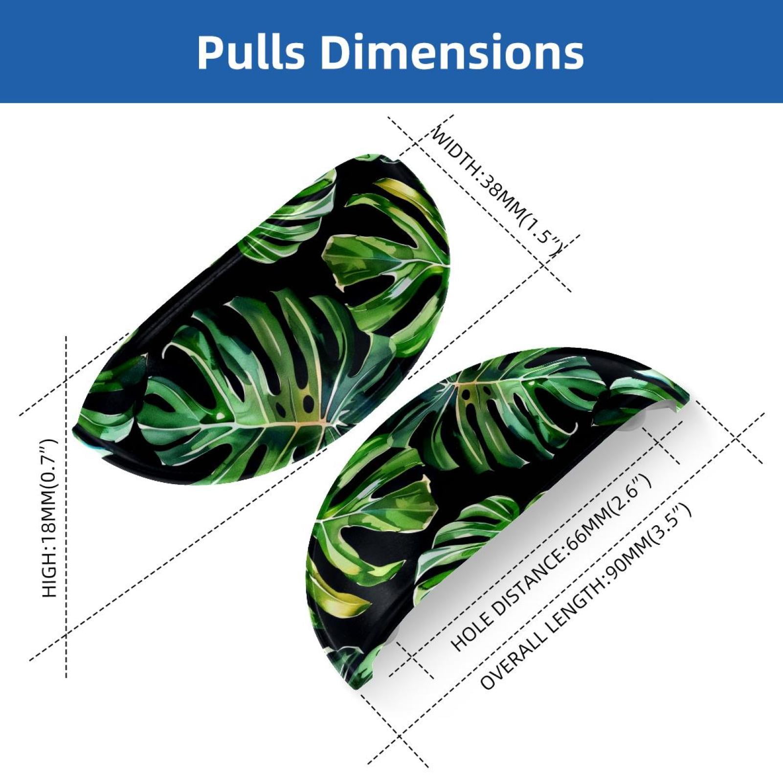 PhooArto 6 Pcs Cup Drawer Pulls, Green Tropical Monstera Leaves Shell Shape Handles Cabinet Knobs for Dresser Cupboard Closet Wardrobe with Screws