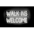 thumbnail image 1 of SpellBrite WALK INS WELCOME LED Sign for Business. 29.8" x 15.0" White WALK INS WELCOME Sign Has Neon Sign Look With Energy Efficient LED Light Source. Visible from 500+ Feet, 8 Animation Settings., 1 of 4
