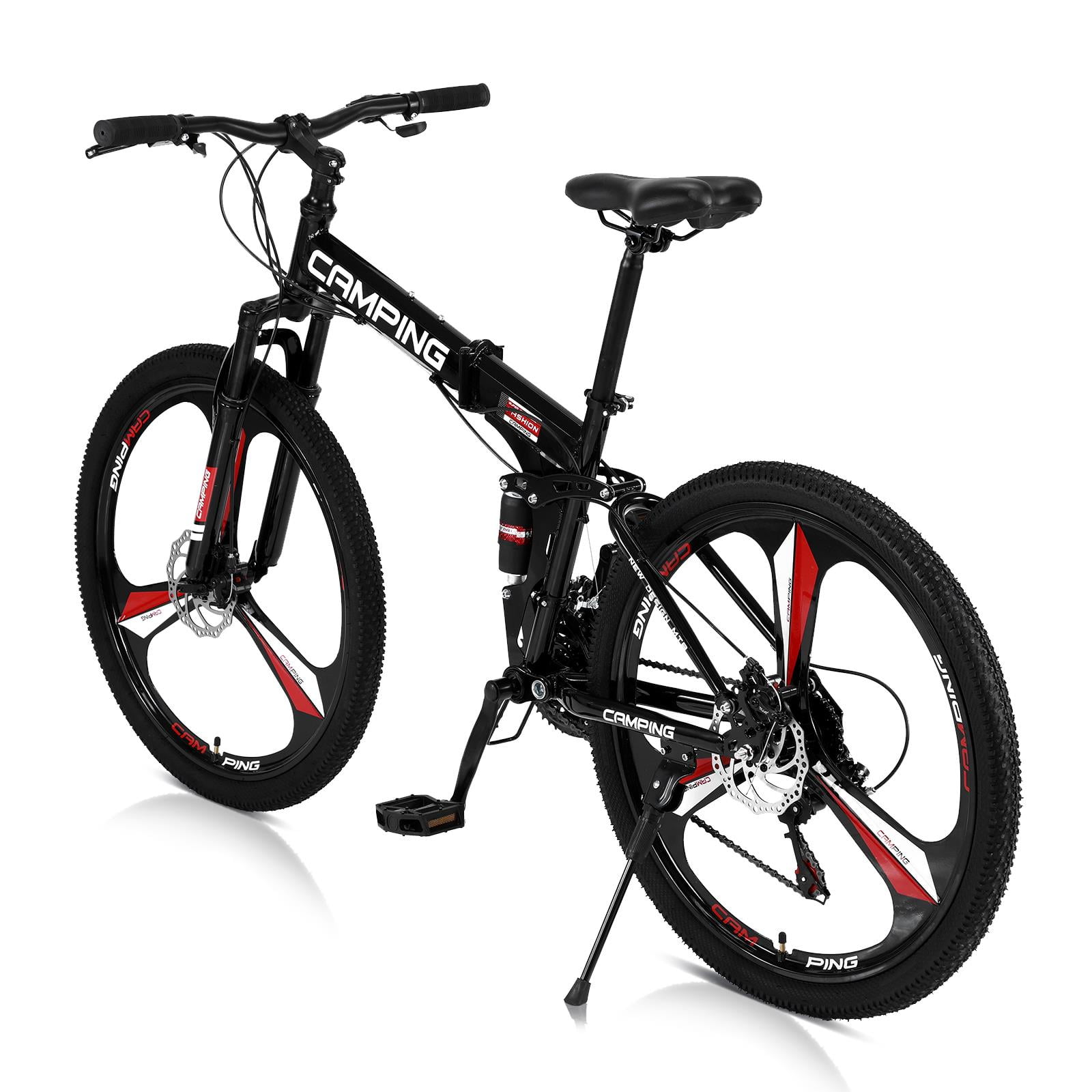 CamPingSurvivals Shimano 21-Speed Steel Mountain Bike, 26"  Foldable MTB for Adult & Teenagers, Black