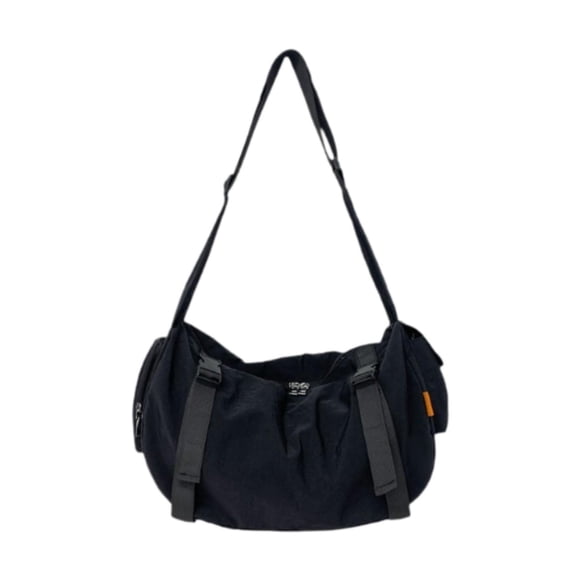 Bolso de hombro para hombre jinwen de nailon con cierre de cremallera Negro