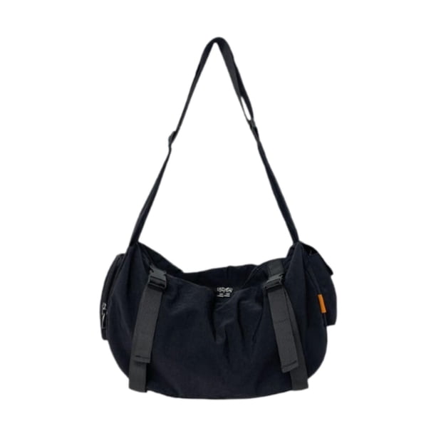 Bolso de hombro para hombre, de nailon, moderno, con cierre de cremallera, correa ajustable, bolso de gimnasio, bandolera Negro