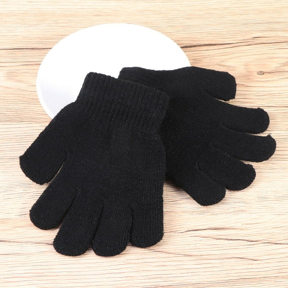 KONTONTY  12 Pair Knitted Mittens Warm Winter Gloves Thermal Baby Toddler Black