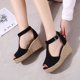 thumbnail image 5 of Sandalias de tacón de cuerda de cáñamo de verano con correa de tobillo para mujer a la moda Wmkox8yii shjk936, 5 of 8