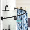 thumbnail image 4 of Curved Shower Curtain Rod 35-82In(2.9-6.8Ft), Matte Black Rounded Rustproof Shower Rod for Bathroom Bathtub, Adjustable Arched Shower Rod, Never Rust|Extra Space|Non-Slip|Expandable|Need to Drill, 4 of 9