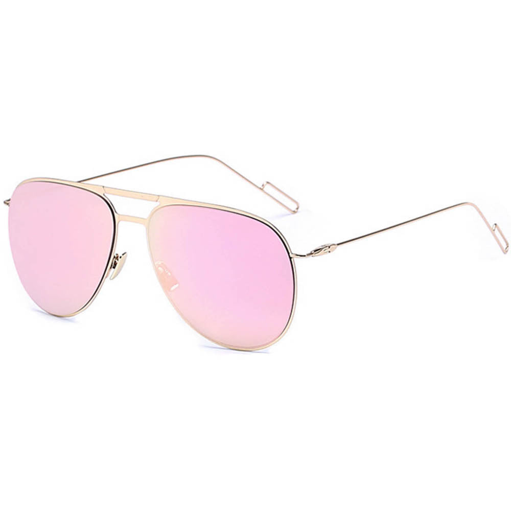 OWL Aviator Womens Sunglasses Gold Metal Frame Ladies Mirrored Sun