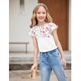 thumbnail image 3 of Arshiner Girls T Shirts Ruffle Short Sleeve Round Neck Loose Blouse Summer Solid Color Casual Girl Tee Tops, 3 of 6