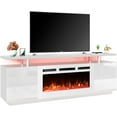 thumbnail image 5 of MELLCOM 70" Fireplace TV Stand, Entertainment Center with 12 Flame Fireplace Insert Heater and 16 Color Led Lights, TV Console for TVs up to 80" for Living Room, White, 5 of 9