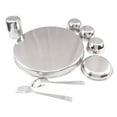 thumbnail image 3 of Indian Art Villa Steel Hammered 8 Pieces Thali Set with 1 Thali (12 Inches), 3 Bowls, 1 Halwa Plate, 1 Dessert Spoon, 1 Flat Hammered Glass, and 1 Dessert Fork (Pack of 1 Dinner Set), 3 of 3