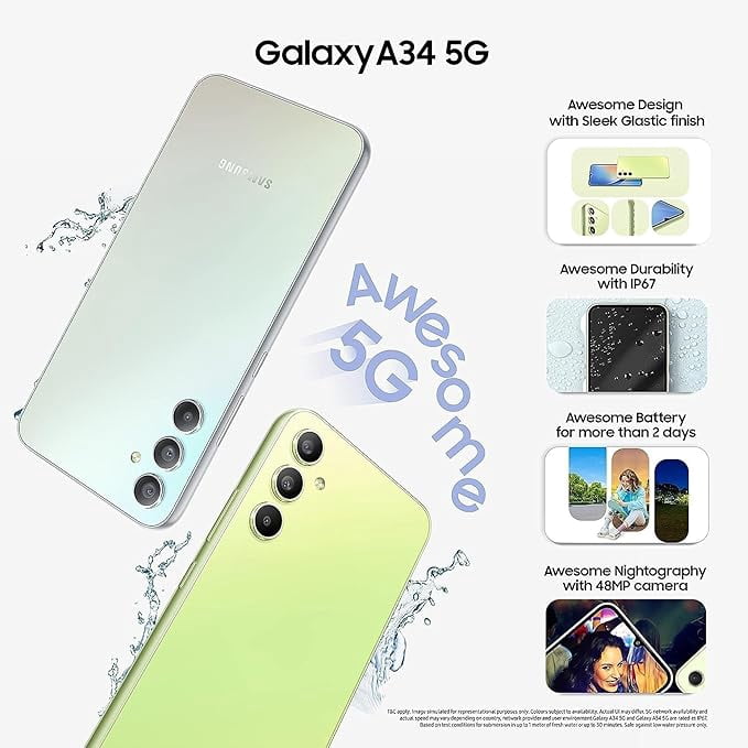 Open Box Samsung Galaxy A34 5G 128GB Dual SIM GSM Unlocked Android Smartphone