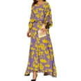 thumbnail image 1 of DYMADE Women Loose Printed Long Sleeve High Waist Ankle-Length Dress, 1 of 4