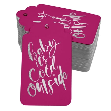 Inkdotpot 50 Pack Real Silver Foil Paper Tags Baby It s Cold Outside Baby Shower Favor Hang Tag