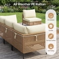 thumbnail image 3 of UDPATIO 7 Piece Wicker Patio Furniture Set, Outdoor Conversation Set， Sectional Sofa with Glass Coffee Table， Outdoor Sofa for Porch, Backyard, Yellow&Beige, 3 of 8