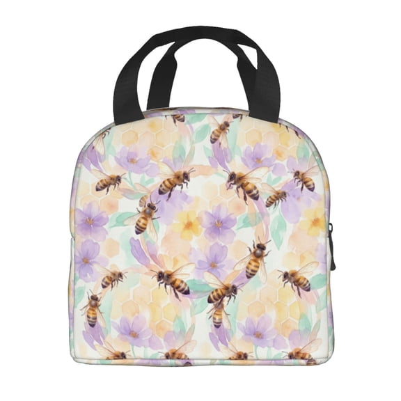 Bee Insulated Lunch Bag Reusable Lunch Tote Bag Lunch Box For Women Men Adult Cooler Bag Leakproof For Work Picnic Travel Office