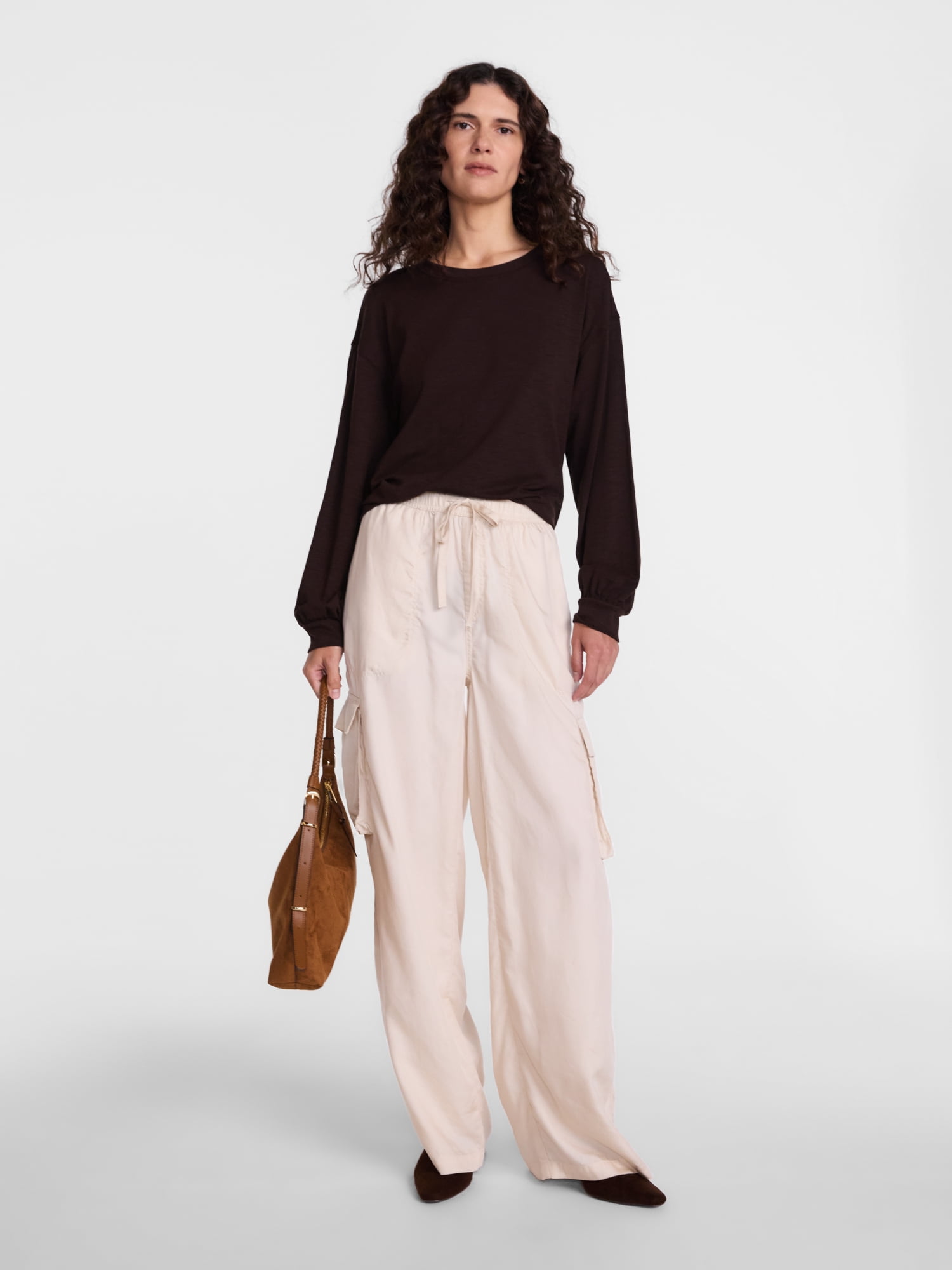 Scenario Women's Oversized Tee with Long Sleeves, Sizes XS-XXXL