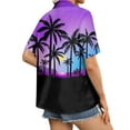 thumbnail image 4 of DENGDENG Hawaiian Shirts For Men And Women Short Sleeve Tropical Print T-Shirts Summer Button Down Collar Tops Loose Fit Beach Graphic Tee Casual Trendy Blouse 2024 Purple XXL, 4 of 6