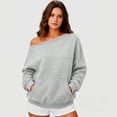 thumbnail image 2 of XINXIAOO Boatneck Sweatshirts for Women Trendy Pullover Tops Long Sleeves Vintage Spring Fall Tops, 2 of 7